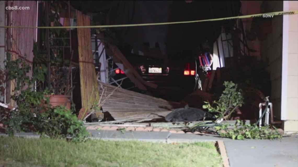 The SUV hit a hydrant before crashing into the home and landing in the living room.