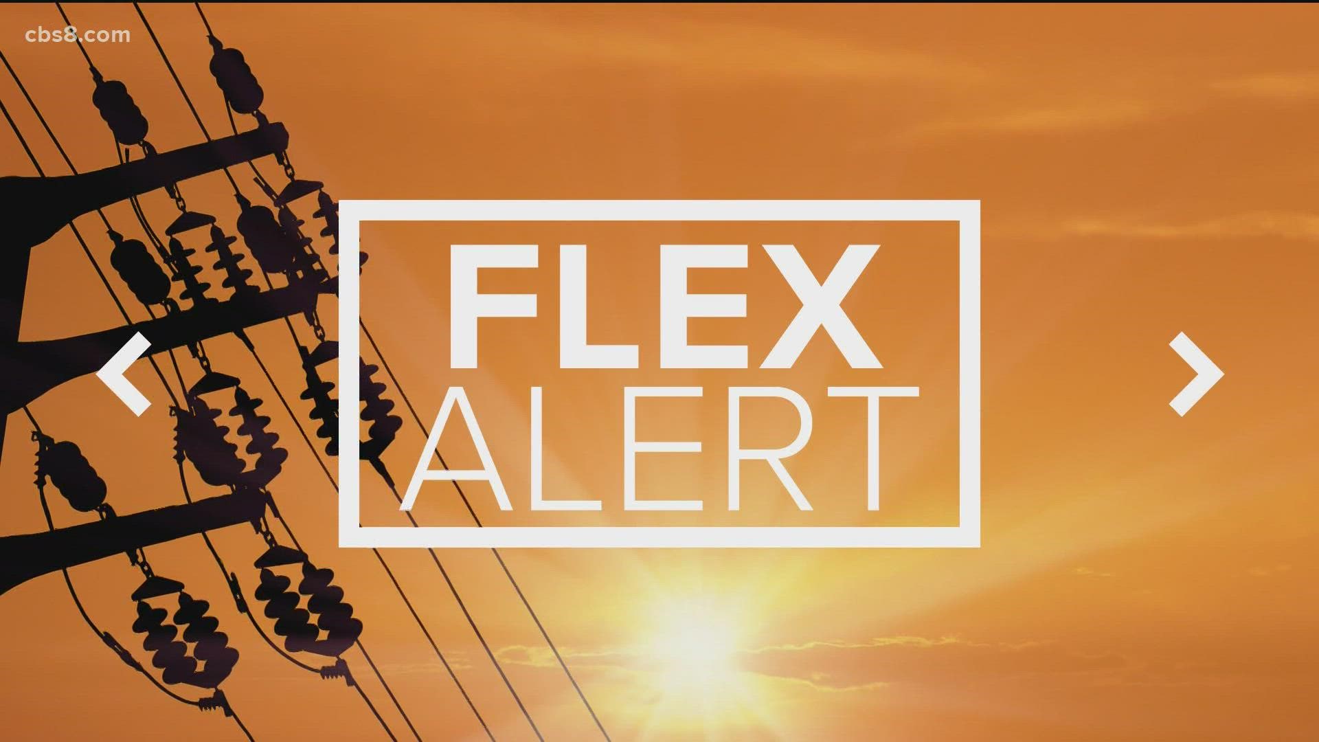 During the Flex Alert time period, consumers are asked to lower their thermostats to 78 degrees or higher, if health permits, and take other voluntary measures.