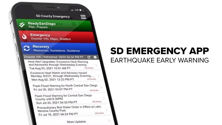 County's SD Emergency app users now can have earthquake early warning