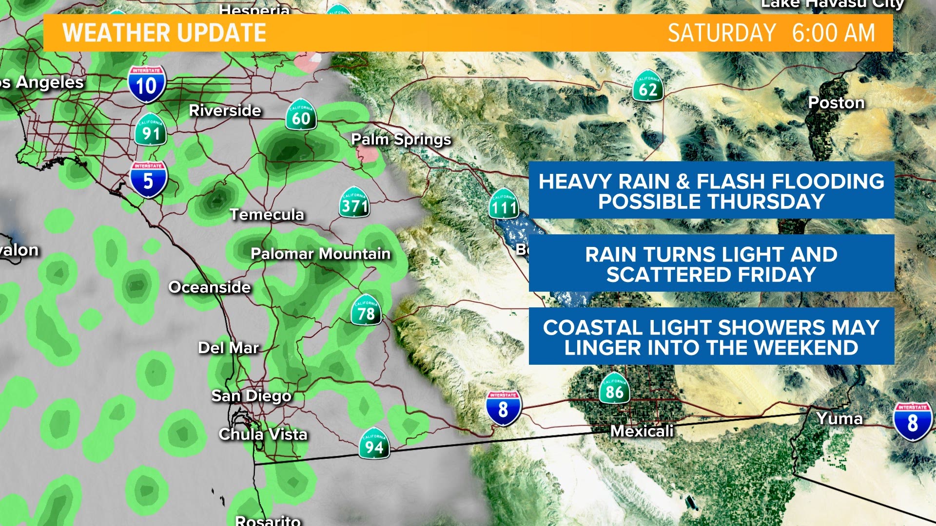More rain showers and a chance of thunderstorms in San Diego County ...