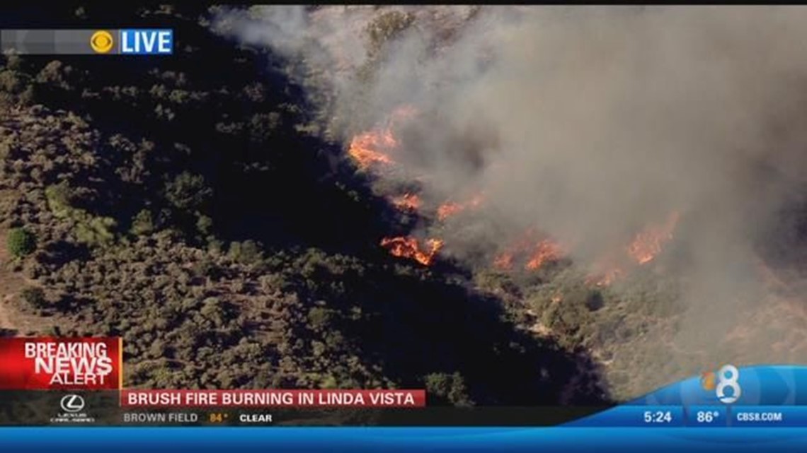 Brush fire threatens homes in Linda Vista | cbs8.com