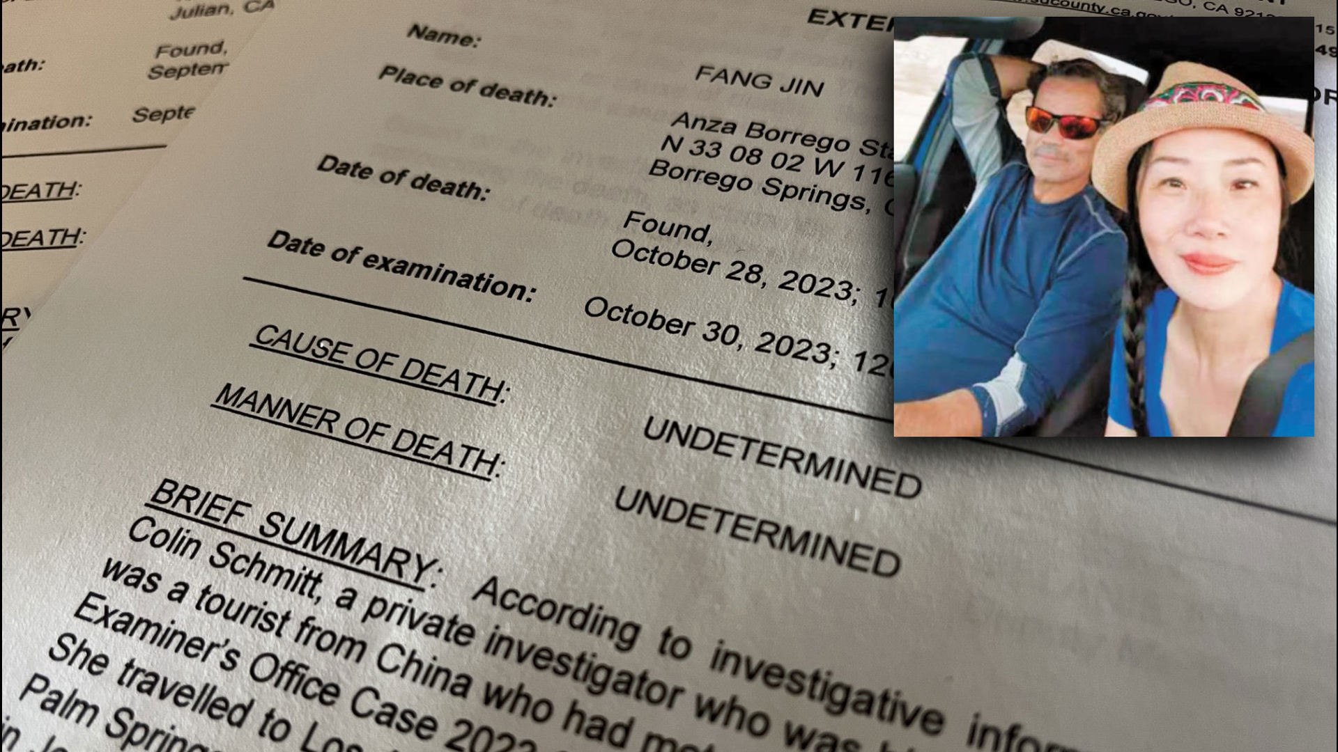 Causes of death remain undetermined for John Fitzpatrick and Jin Fang, whose remains were discovered months after they went missing.