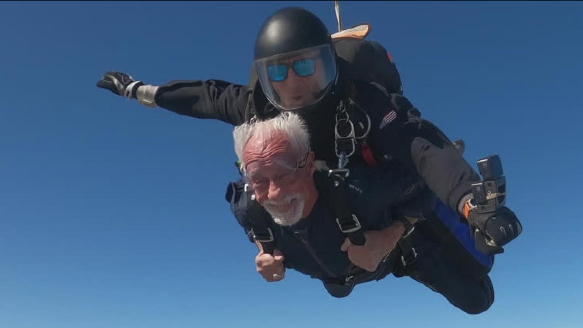 Mike Caliguiri jumped from 13,000 feet with eleven of his family members.