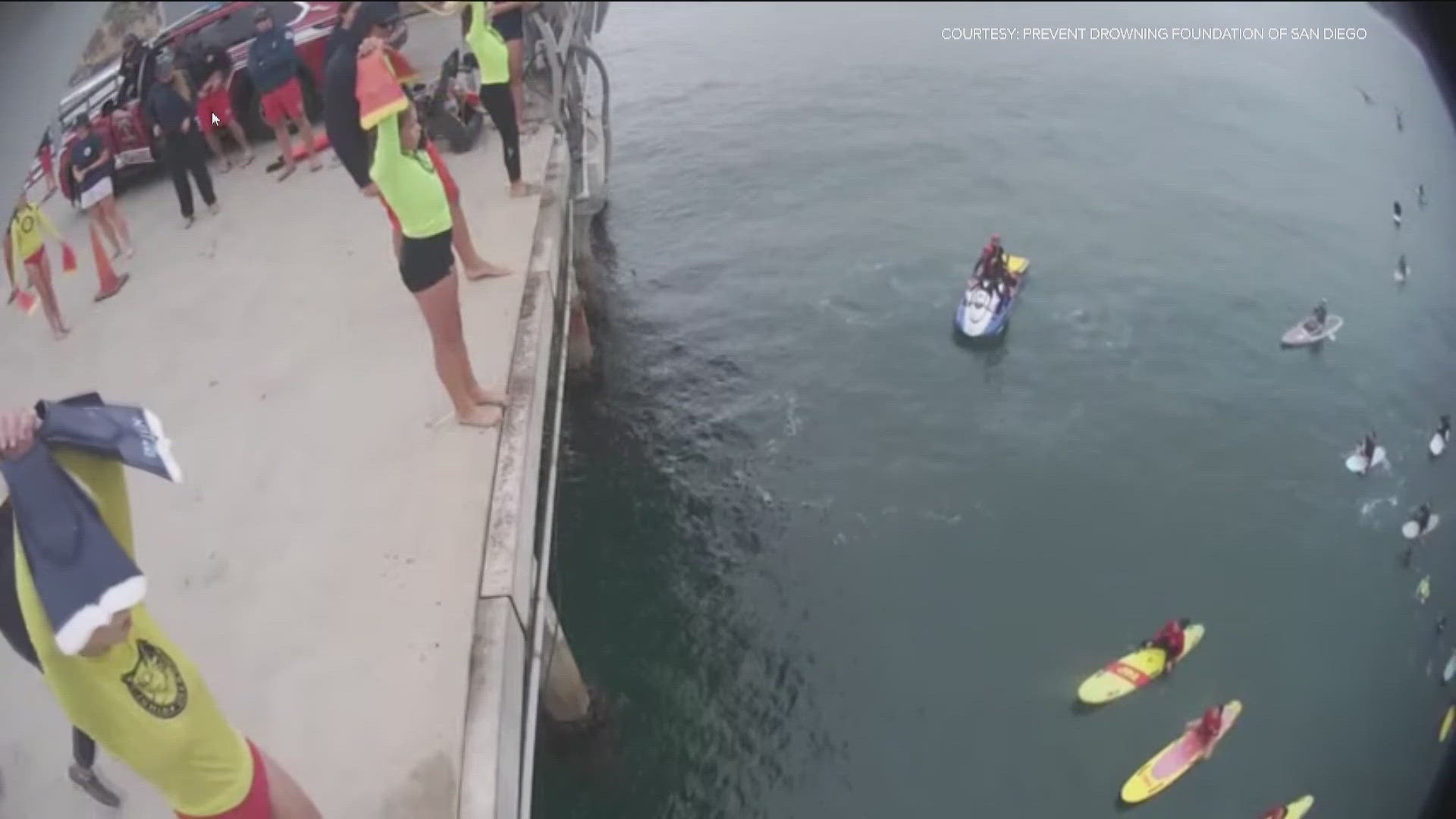 The 34th Annual San Diego Junior Lifeguard Pier Jump raises money for the Prevent Drowning Foundation of San Diego.