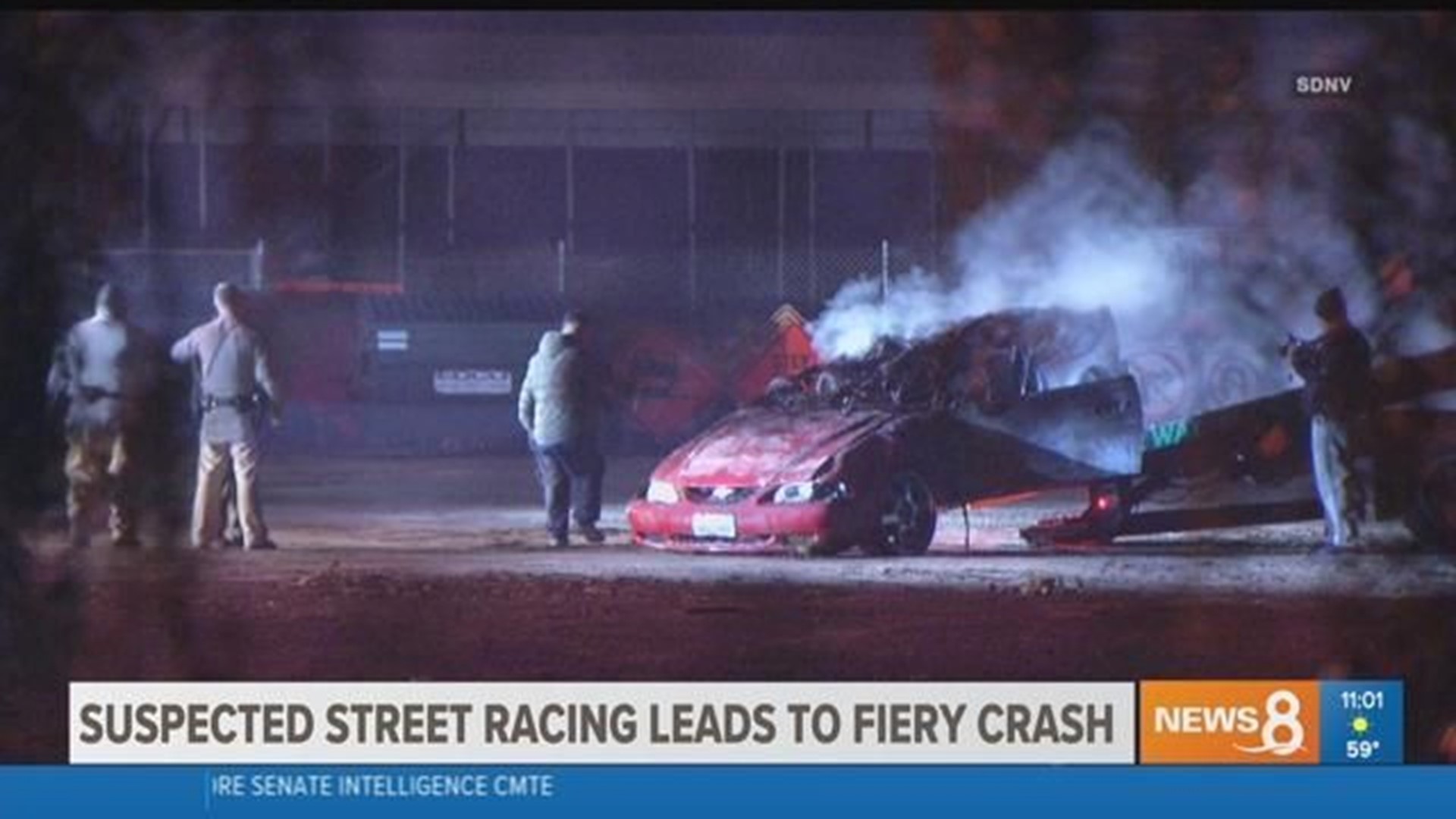 Suspected street racing leads to fiery crash in Lakeside