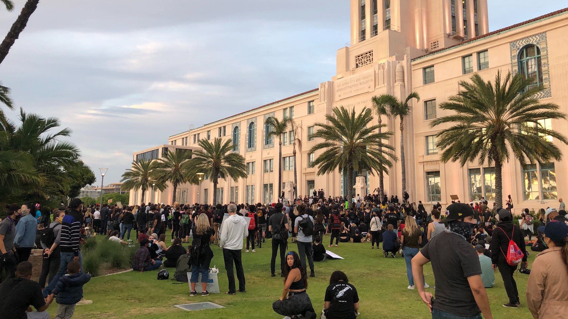 San Diego protesters march to city hall, county admin building downtown ...