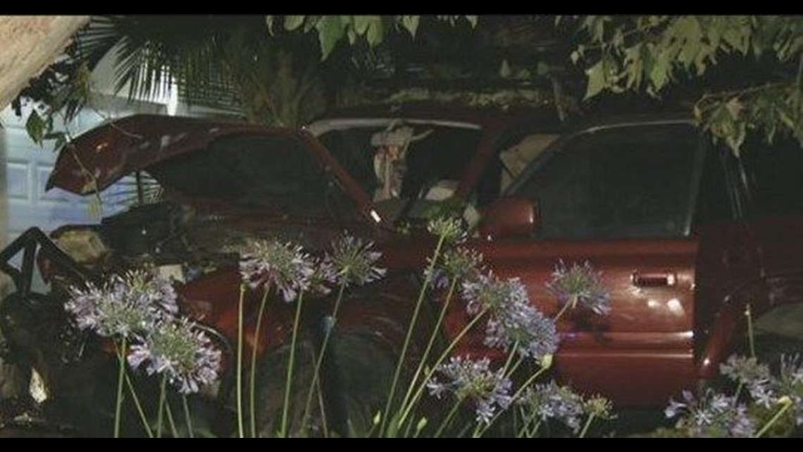 Woman slams SUV into cars, trees, and a house in Bay Park | cbs8.com