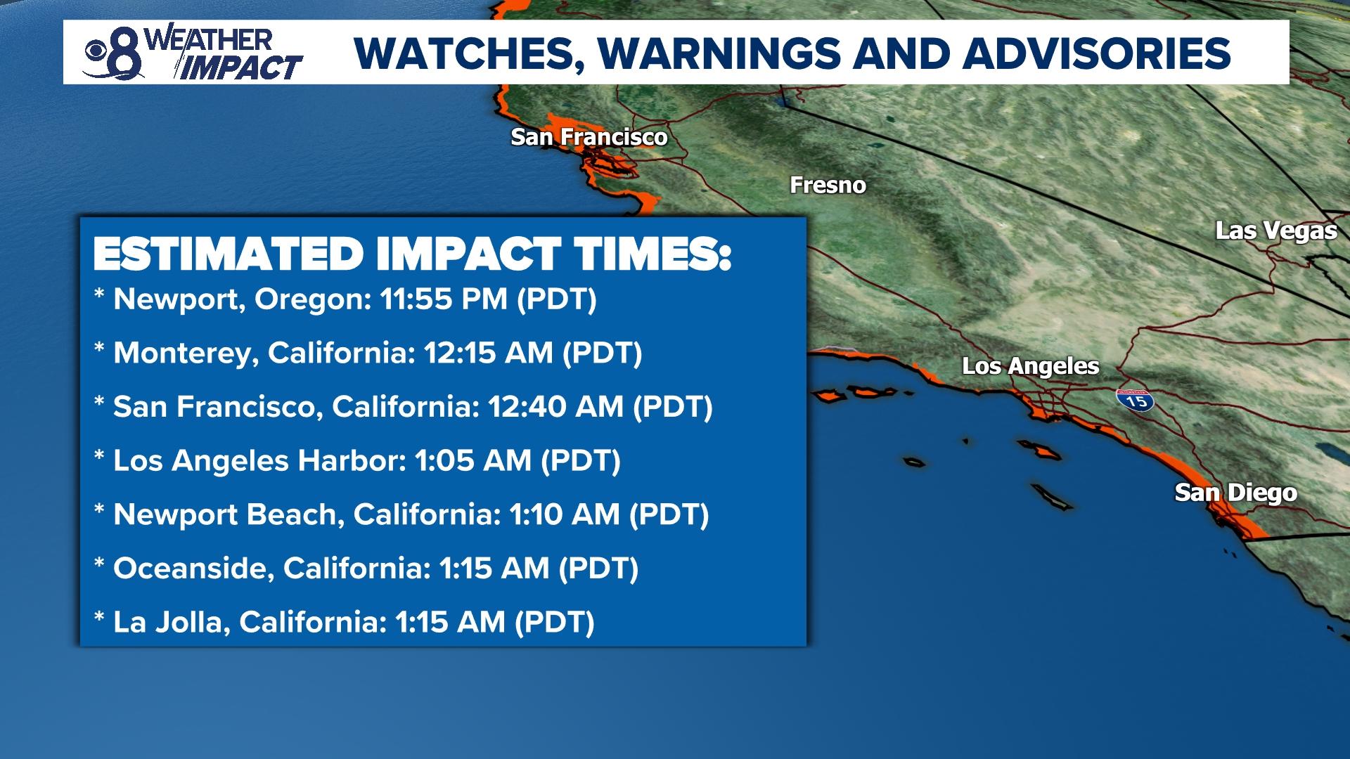 Tsunami alert near california
