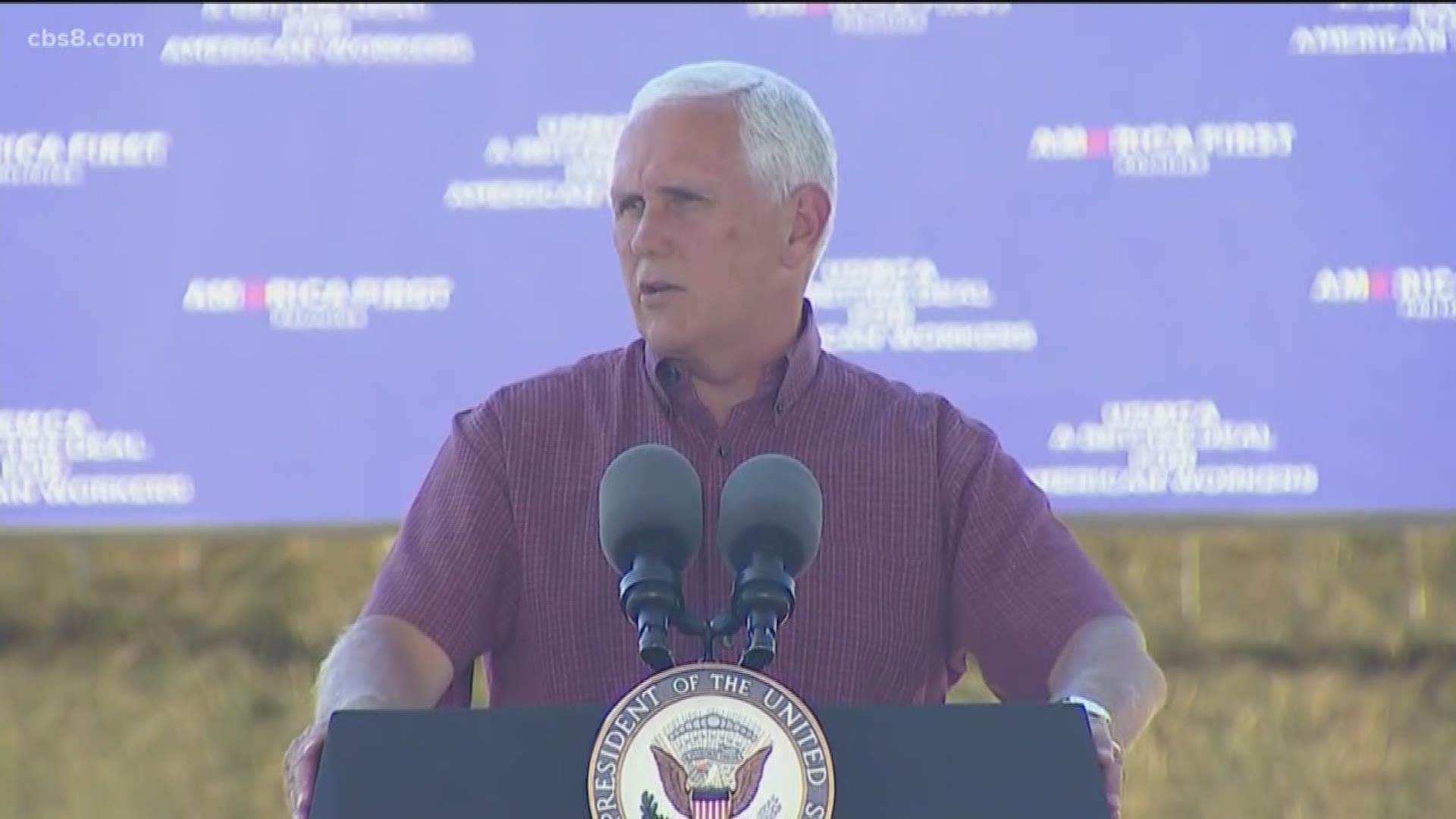 Vice President Mike Pence arrived in San Diego Thursday night ahead of visits to two local military bases and a fundraising dinner for President Donald Trump's re-election campaign.