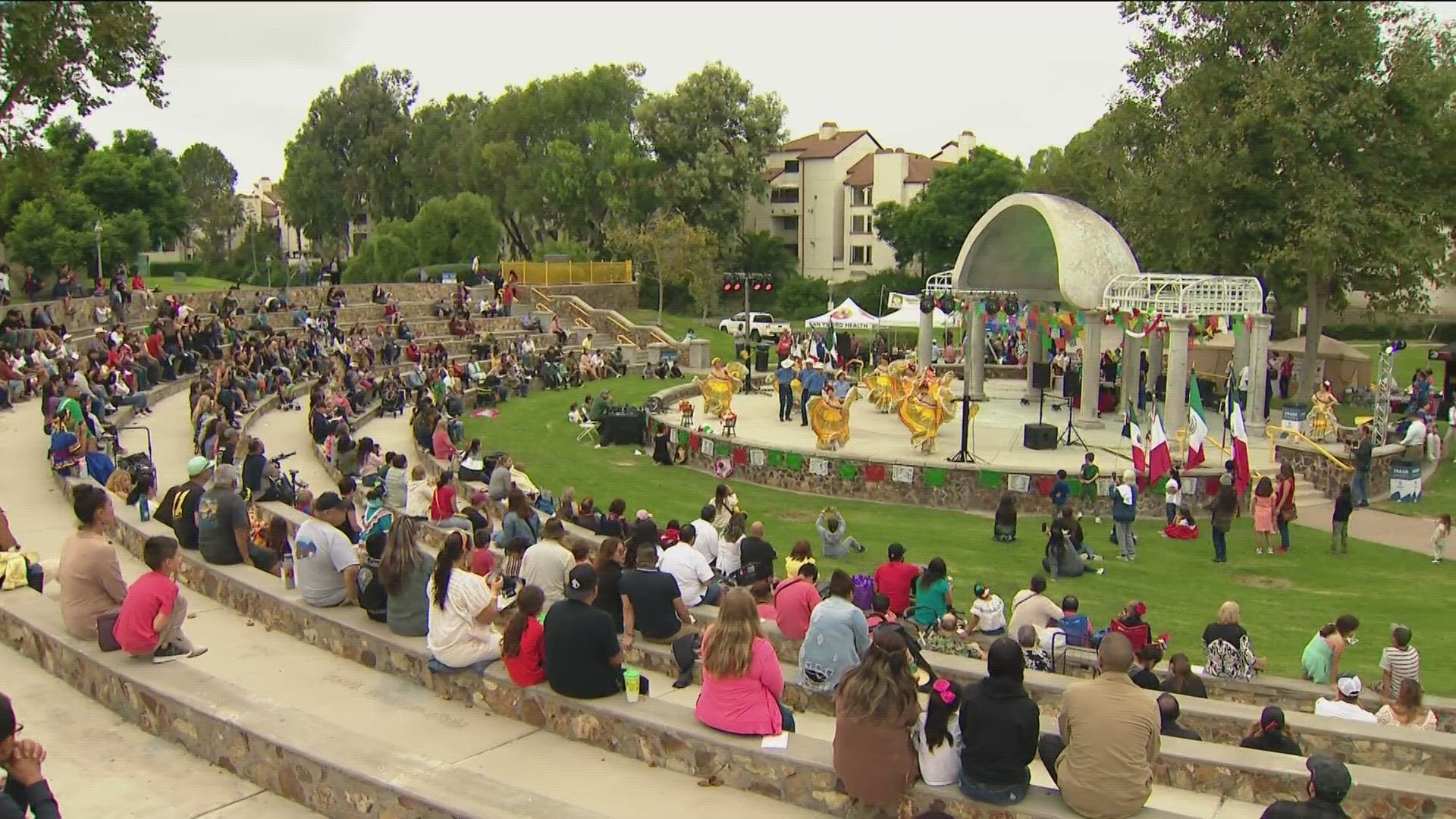 The sound of mariachi and the rhythm of ballet folklorico were present at Memorial Park, one of many celebrations in San Diego for el grito.