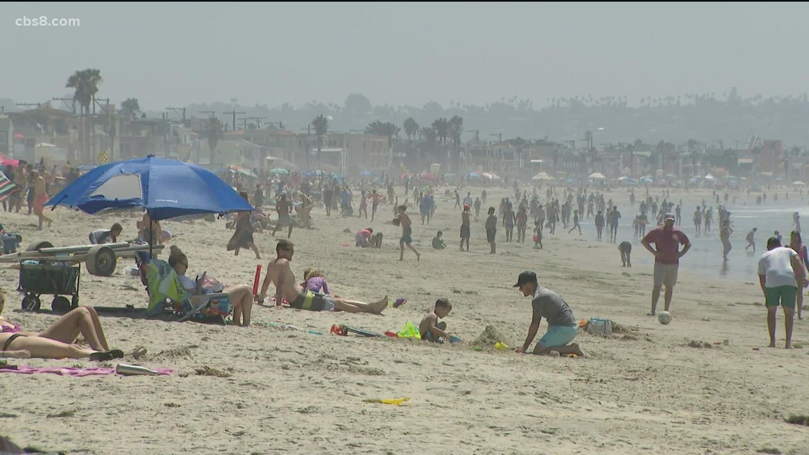 Big crowds at San Diego beaches for Labor Day weekend, CDC recommends unvaccinated stay home