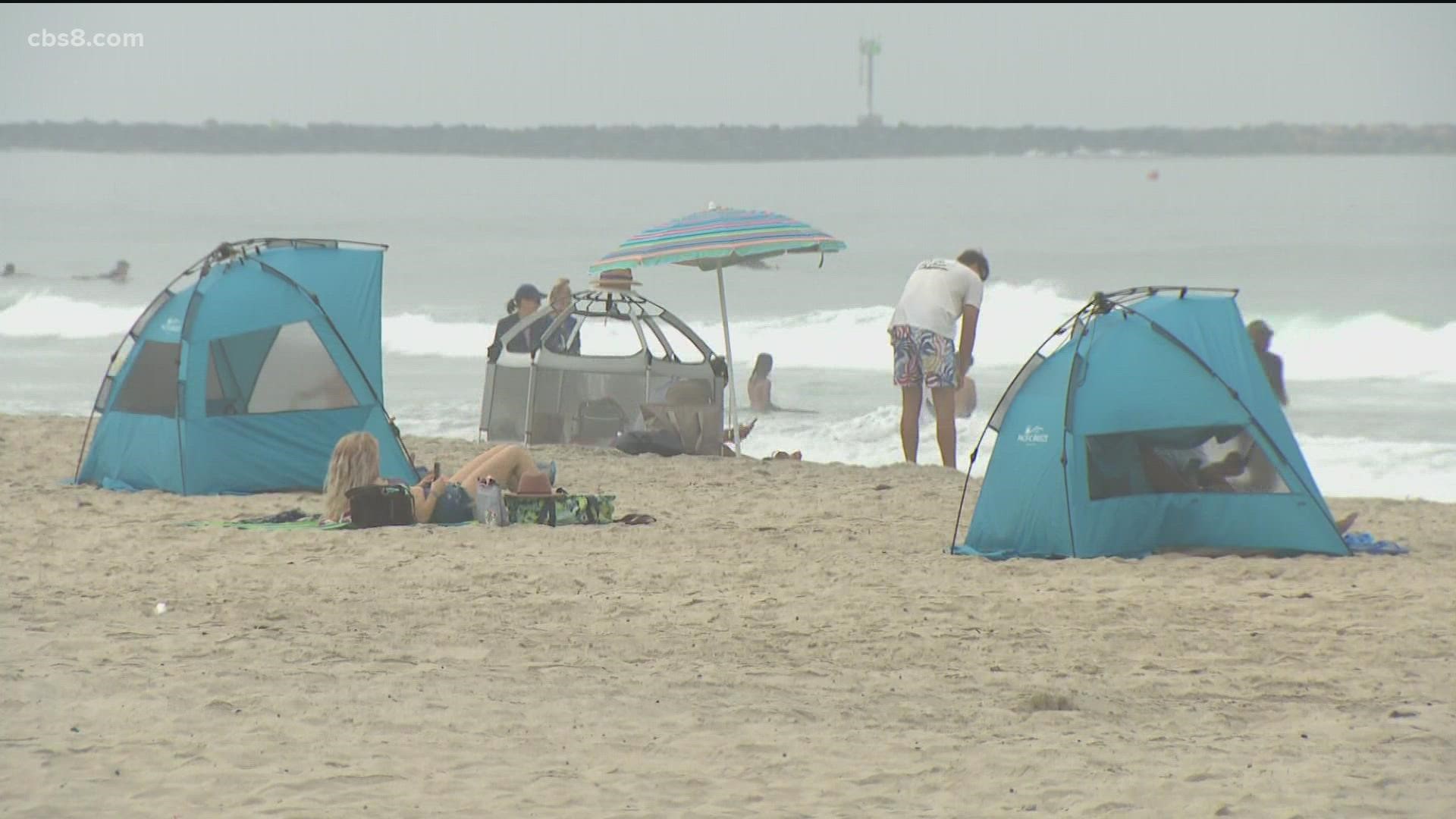 San Diego lifeguards and the National Weather Service were warning beachgoers of elevated surf, which can create dangerous swimming conditions, rip currents.