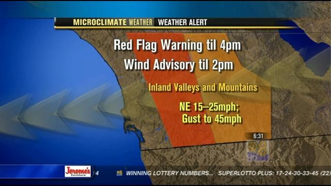 Red flag warning cancelled for SD valleys, mountains | cbs8.com