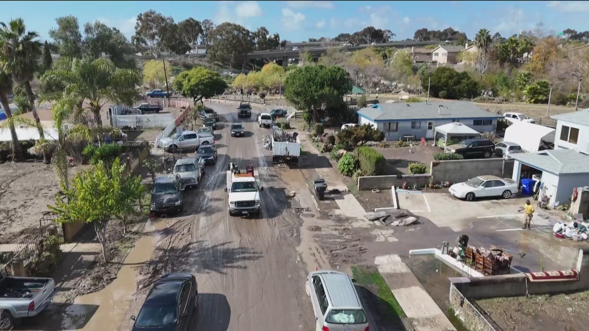 CBS 8 Drone video captures the damage in South Crest neighborhoods after a powerful storm caused swift flooding across San Diego.