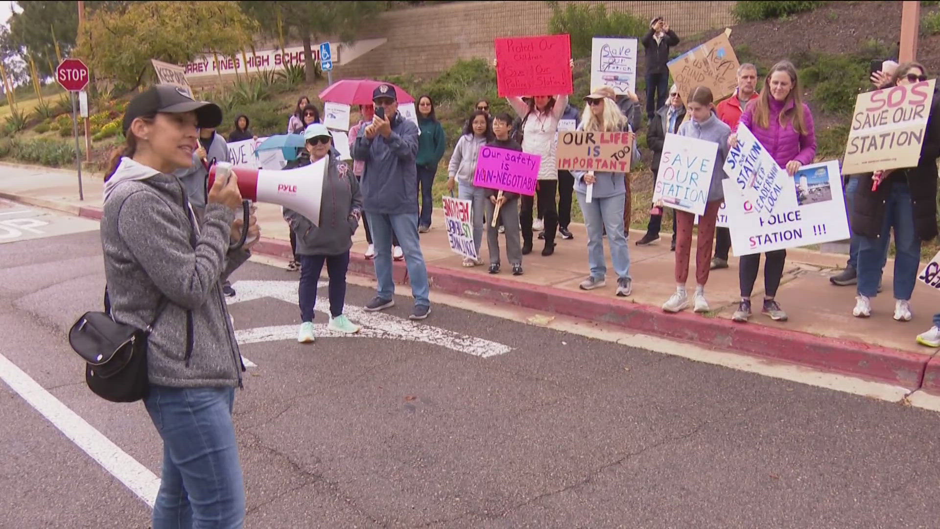 CBS 8's Esmerald Perez reports on the rally and march against a plan to close a San Diego Police substation in Carmel Valley.