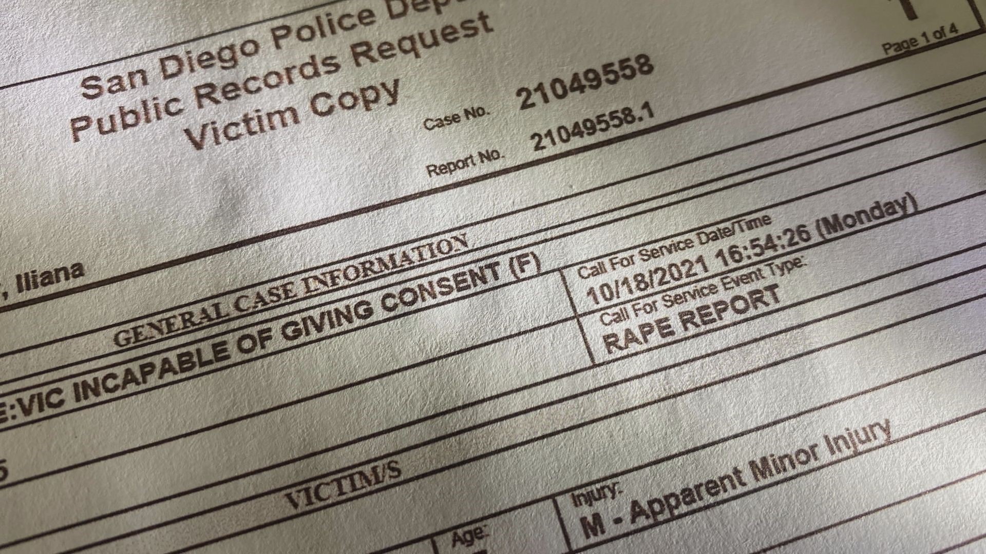 The San Diego Police Department released a report showing multiple 'assailants' had sex with the alleged victim.