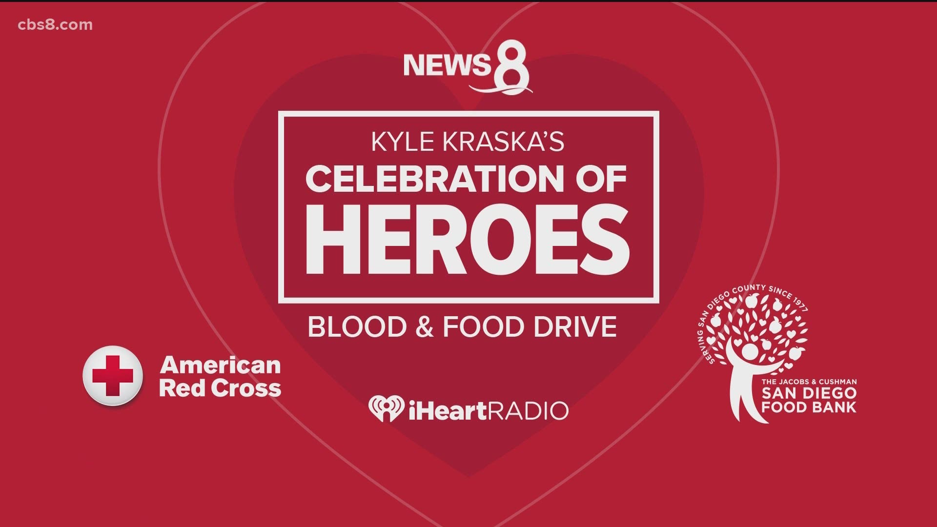 Join Kyle Kraska and News 8 for our day of giving to support The American Red Cross and Jacobs & Cushman San Diego Food Bank.