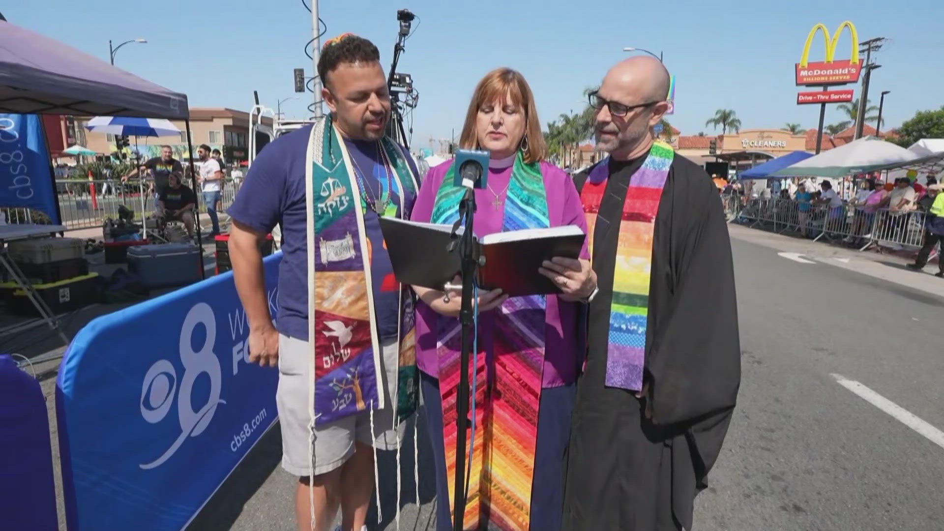 Prayers before the start of the Pride Parade in the Hillcrest neighborhood of San Diego, California.