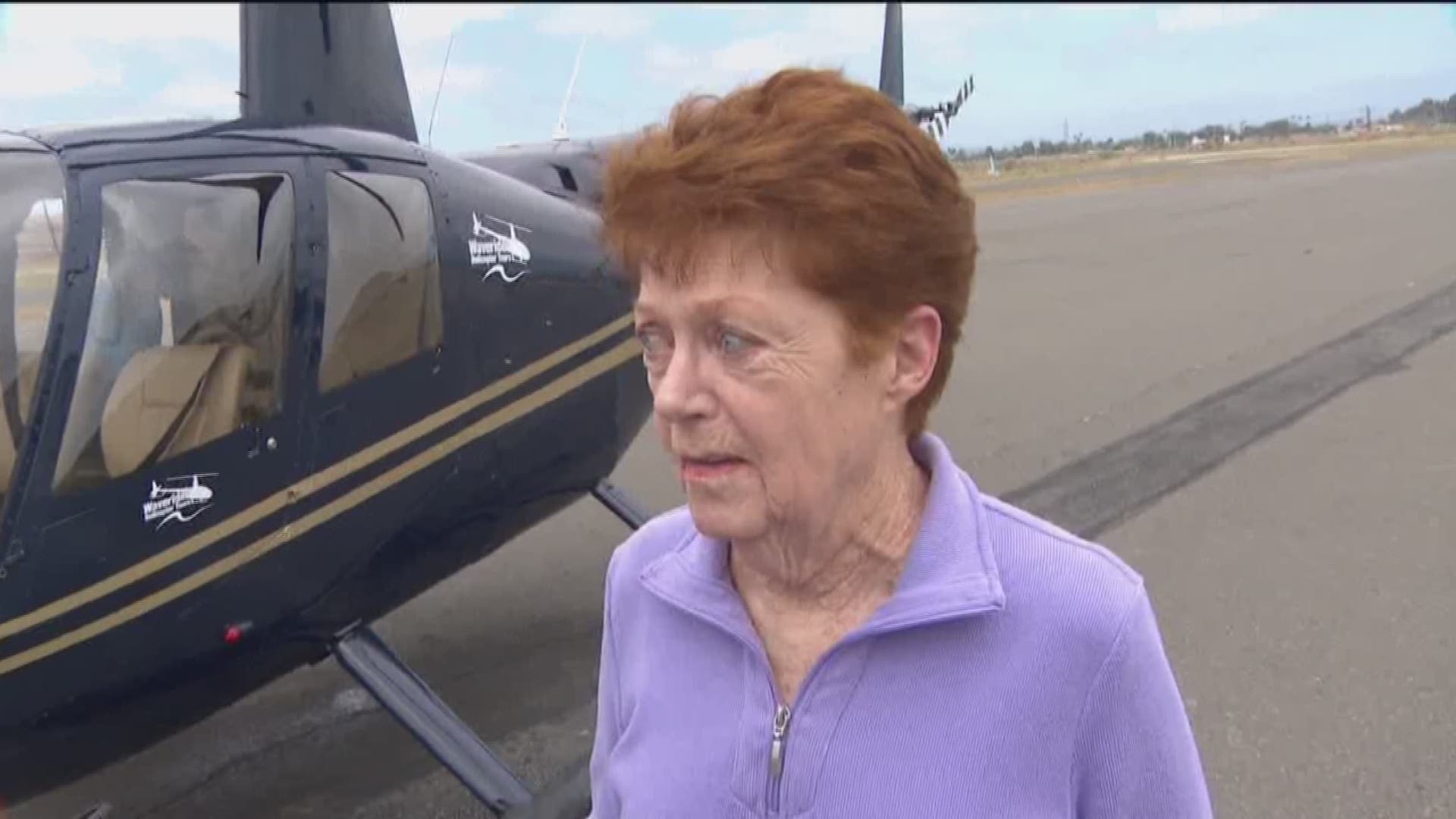 A North County woman in hospice care got to live out one of her dreams when she took a helicopter ride over her hometown of Oceanside.