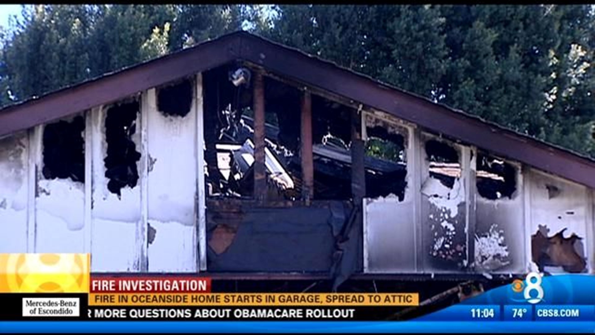 Oceanside house fire starts in garage, spreads to attic | cbs8.com