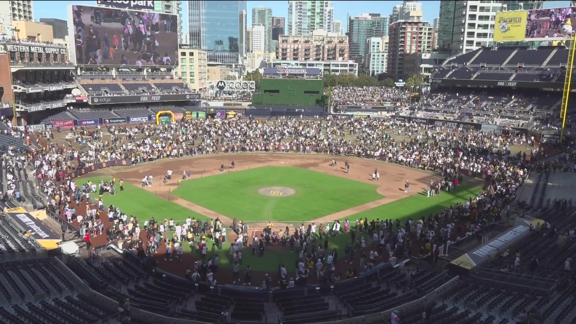 Padres fans by the thousands descend on Petco Park in Downtown for Fanfest.