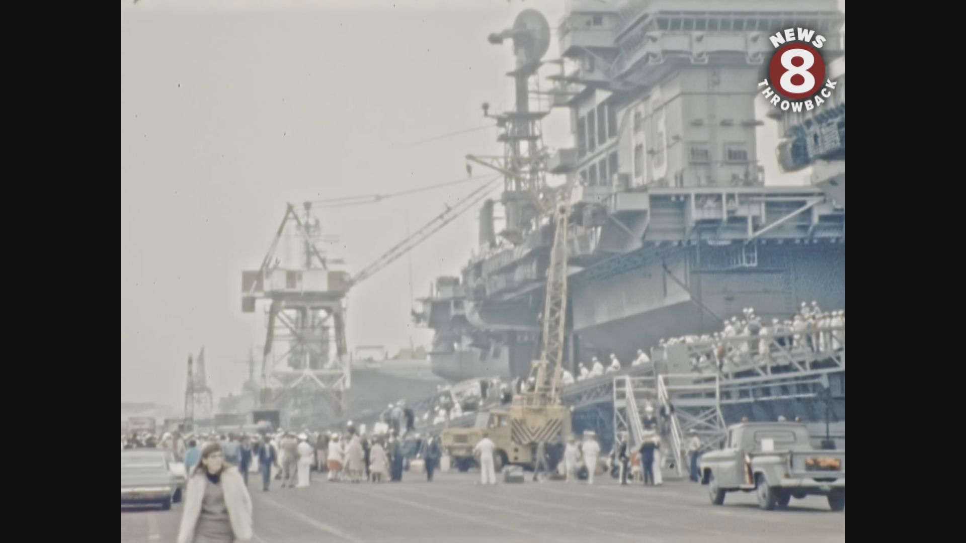 The giant carrier USS Kitty Hawk with her compliment of 37-hundred men, returned to North Island Naval Air Station.