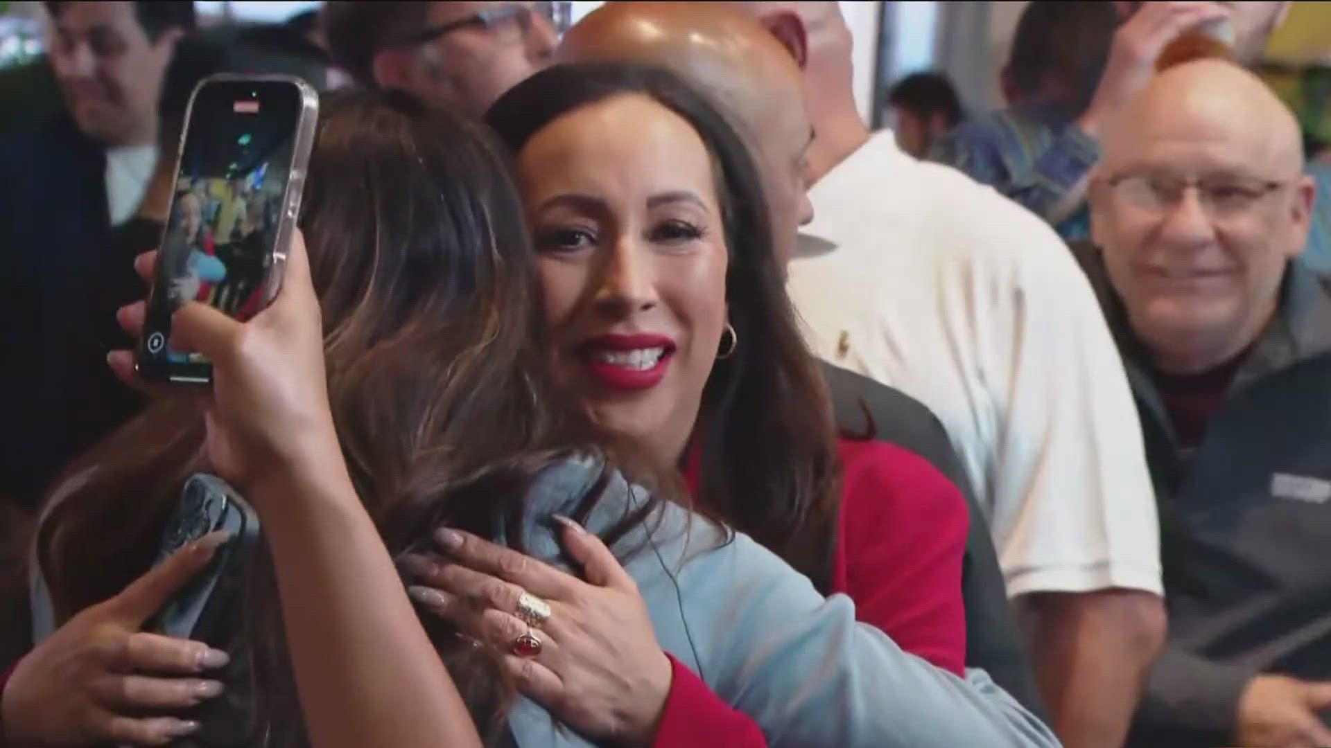 Democrat Paloma Aguirre had a sizeable lead over Republican John McCann as the first round of election results were released Tuesday night.