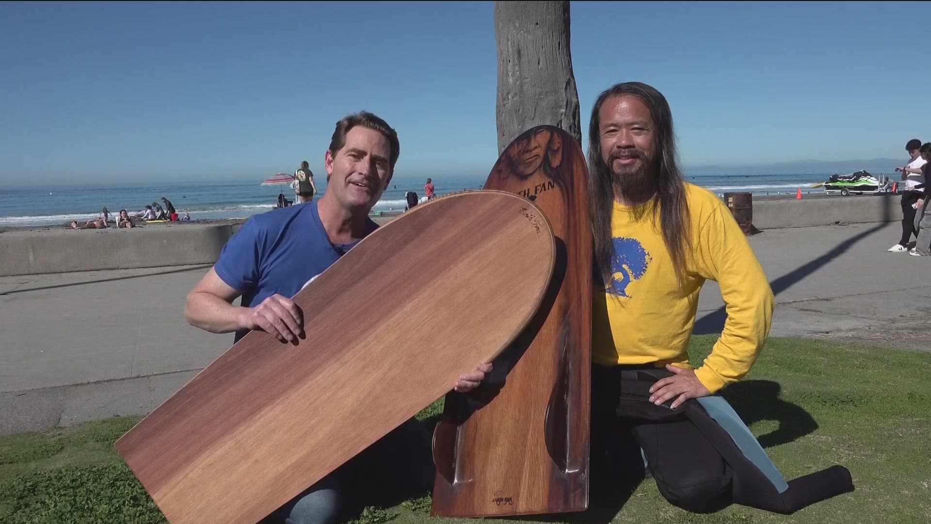 Earth Fan Surf Company makes eco-friendly wooden boards instead of using foam that often litter the beach.