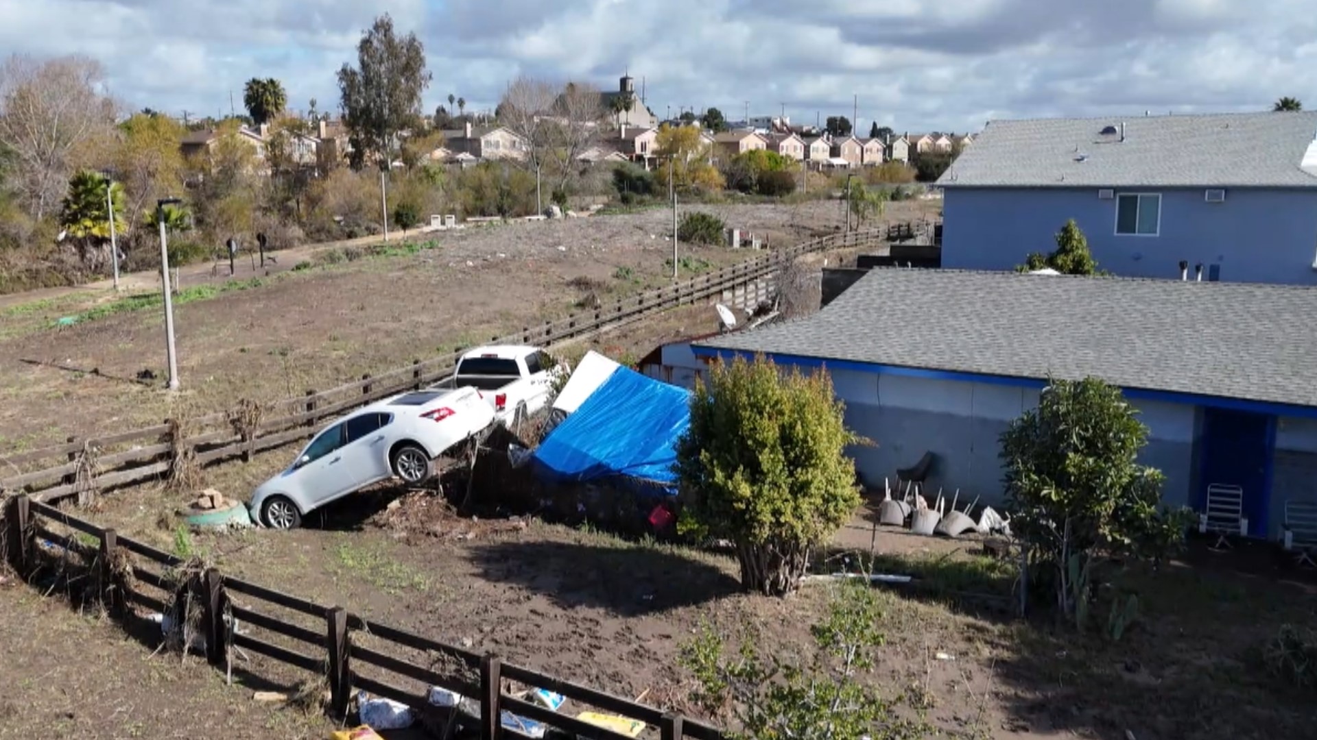 CBS 8 Drone video captures the damage in South Crest neighborhoods after a powerful storm caused swift flooding across San Diego.