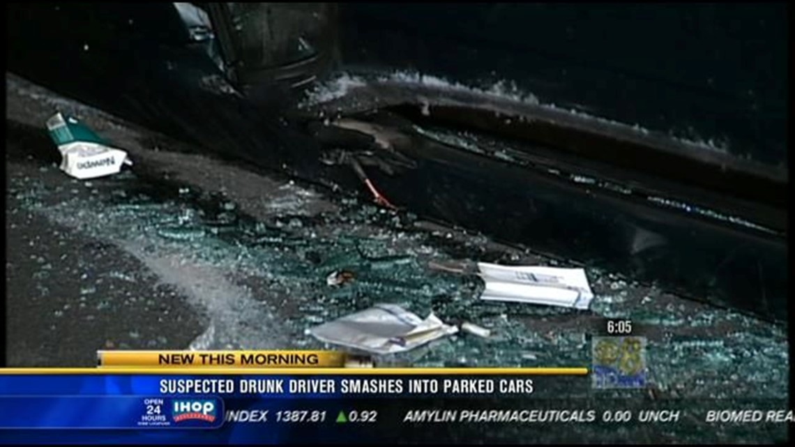 Suspected drunk driver smashes into parked cars | cbs8.com