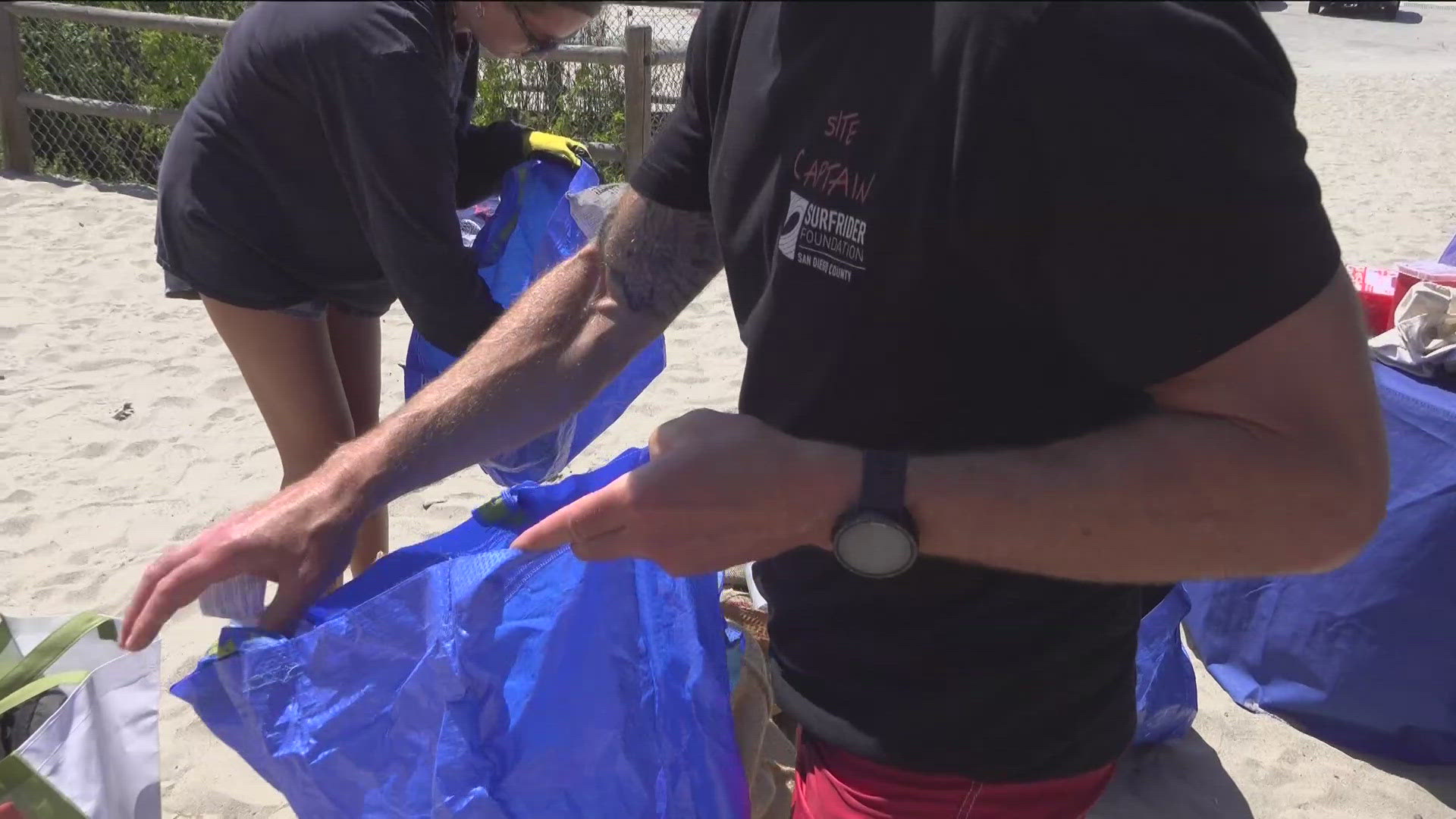 Nine Surfrider beach clean-ups were held across San Diego County's coast on July 5, known as the dirtiest beach day of the year.