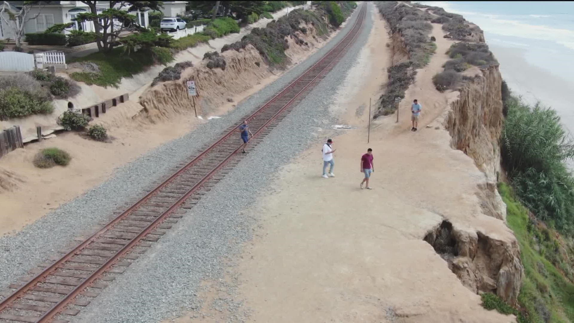 Construction crews in mid-June completed emergency repairs to stabilize the Del Mar Bluffs, but additional work is slated to begin next year.