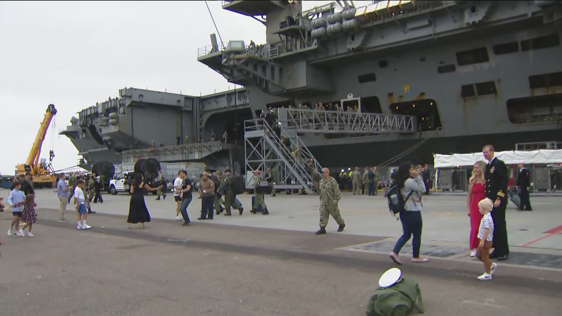 The USS Theodore Roosevelt aircraft carrier returned to its homeport of San Diego Tuesday morning as part of the Theodore Roosevelt Carrier Strike Group.