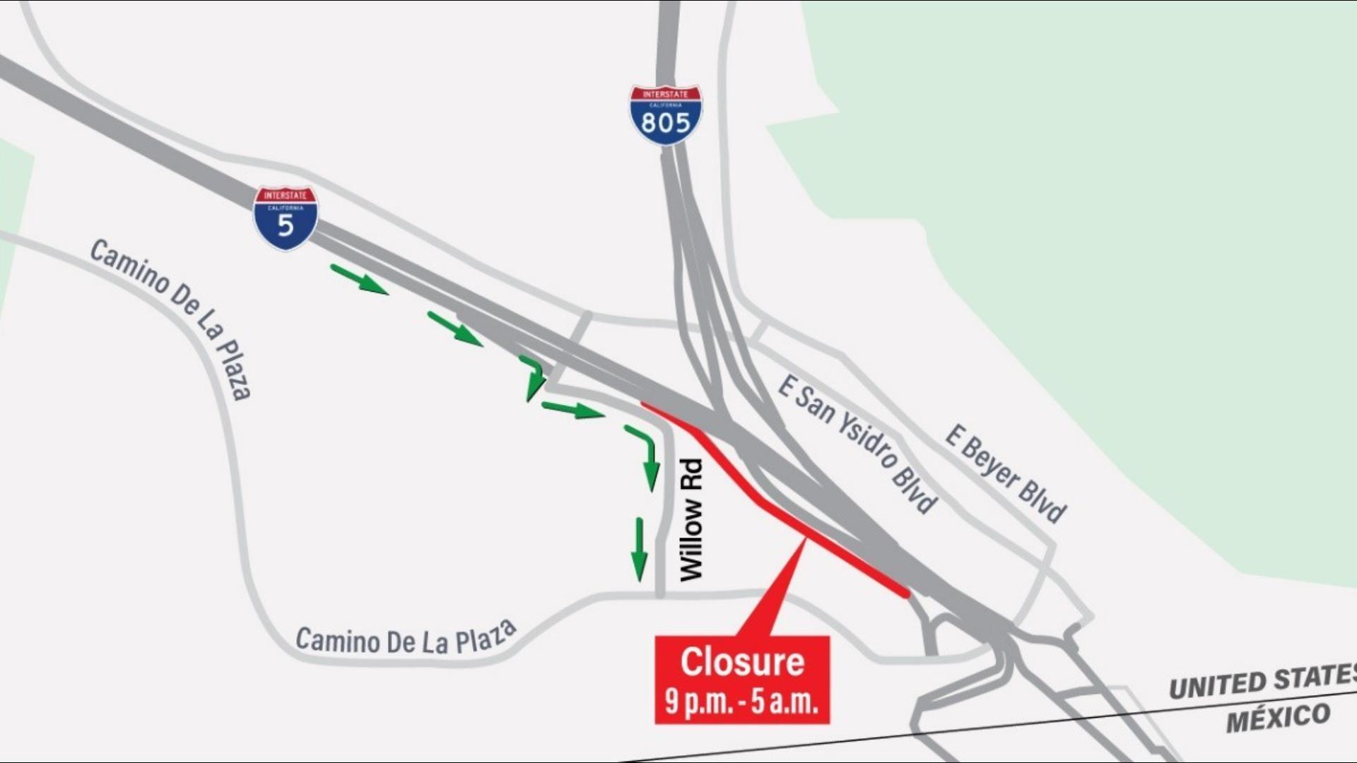 Last US exit to close at southbound I-5 in San Ysidro for maintenance ...