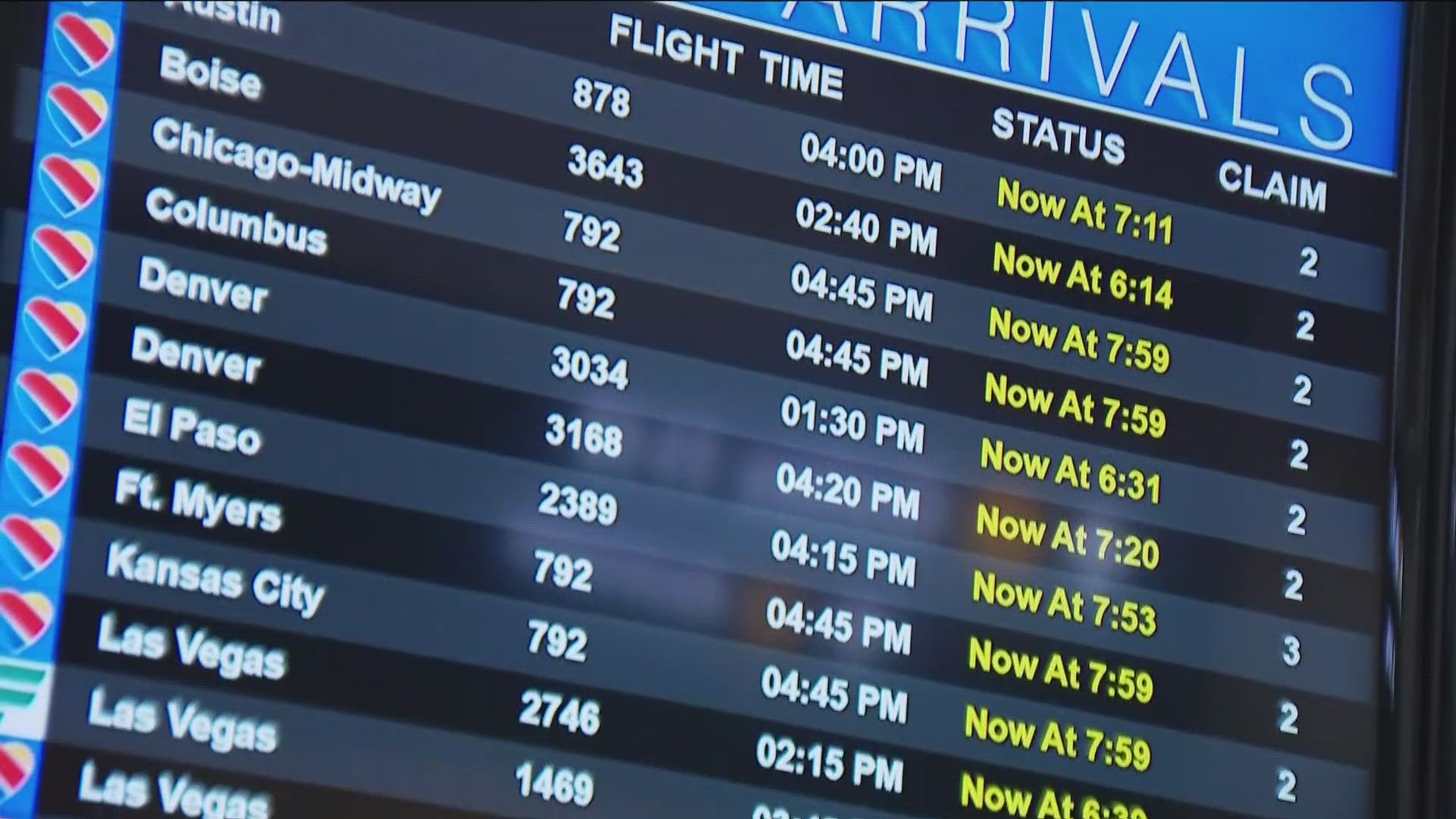 San Diego International Airport’s website showed a pattern of delayed flights throughout the rest of the evening Thursday.