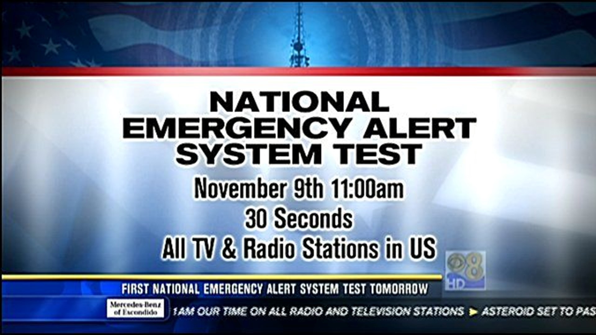 First national Emergency Alert System test Wedensday