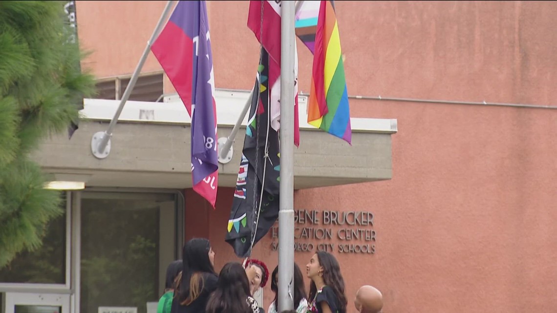Latinx flag raised outside the San Diego Unified Headquarters - Vimarsana News