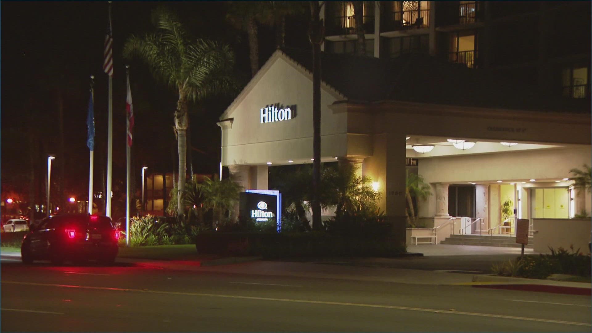 A man and a woman were found dead of gunshot wounds in a hotel room near San Diego International Airport.