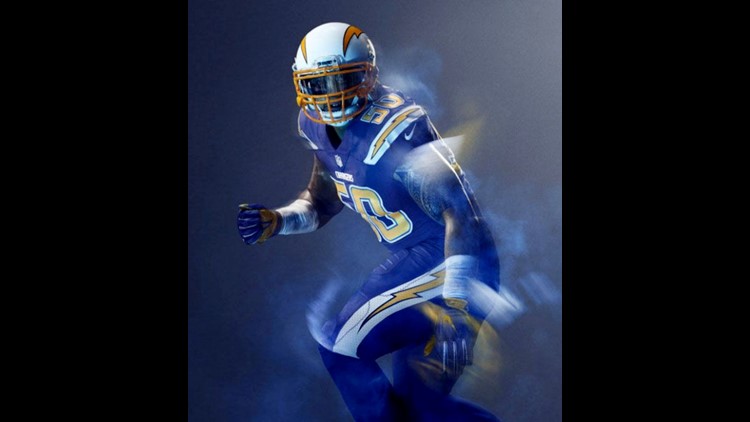 san diego chargers color rush jersey for sale