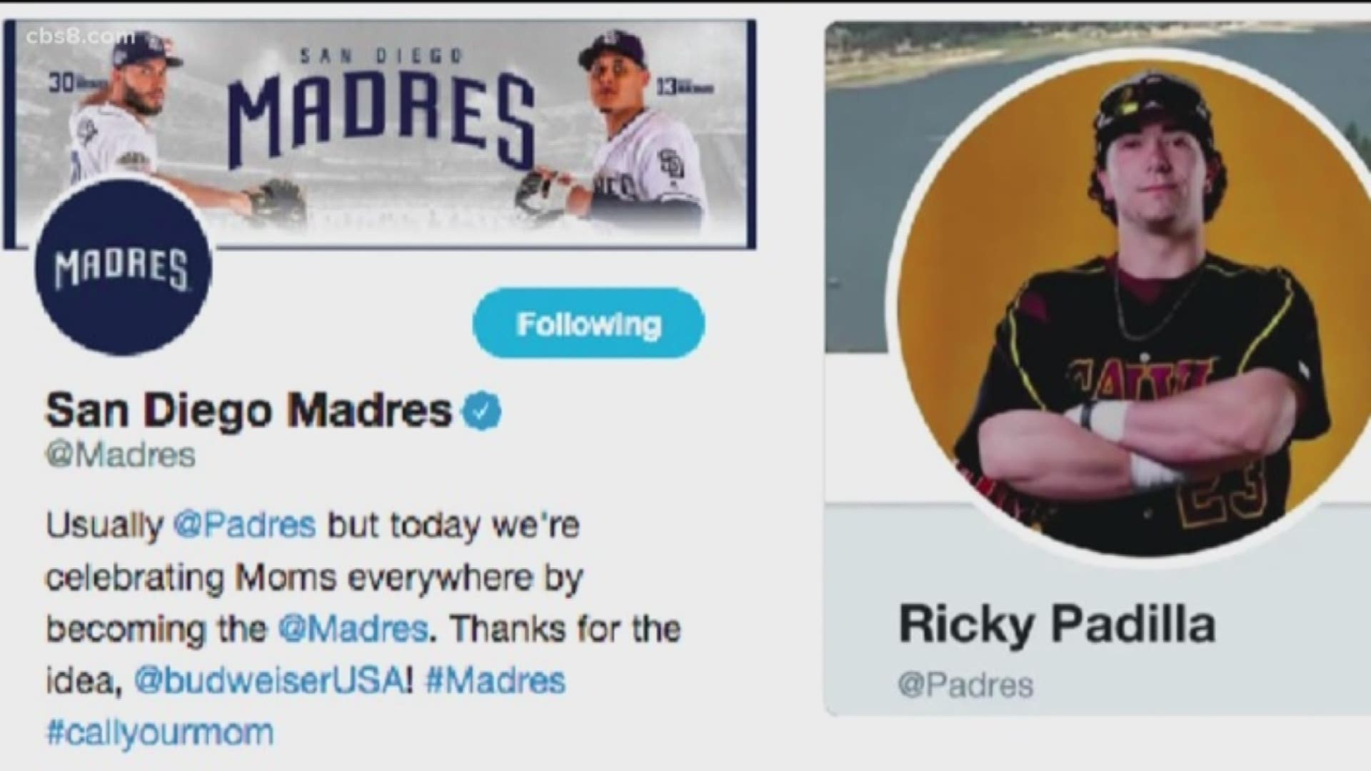 San Diego Padres temporarily lost Twitter handle after changing it to 'Madres' for Mother's Day.