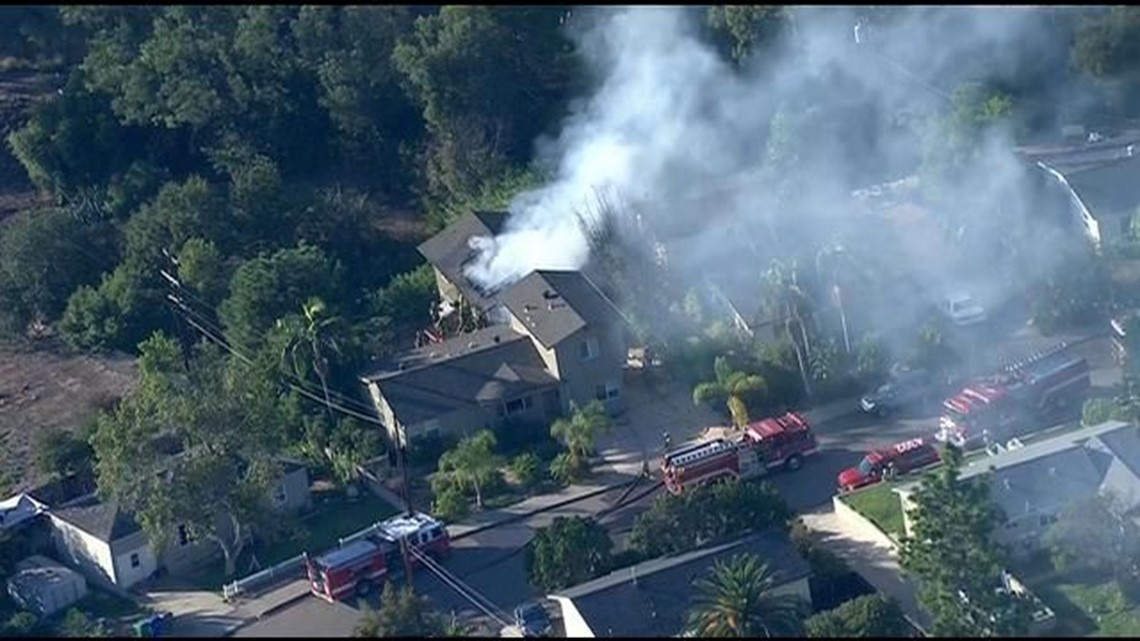 Chopper 8 Raw Video House fire in El Cajon