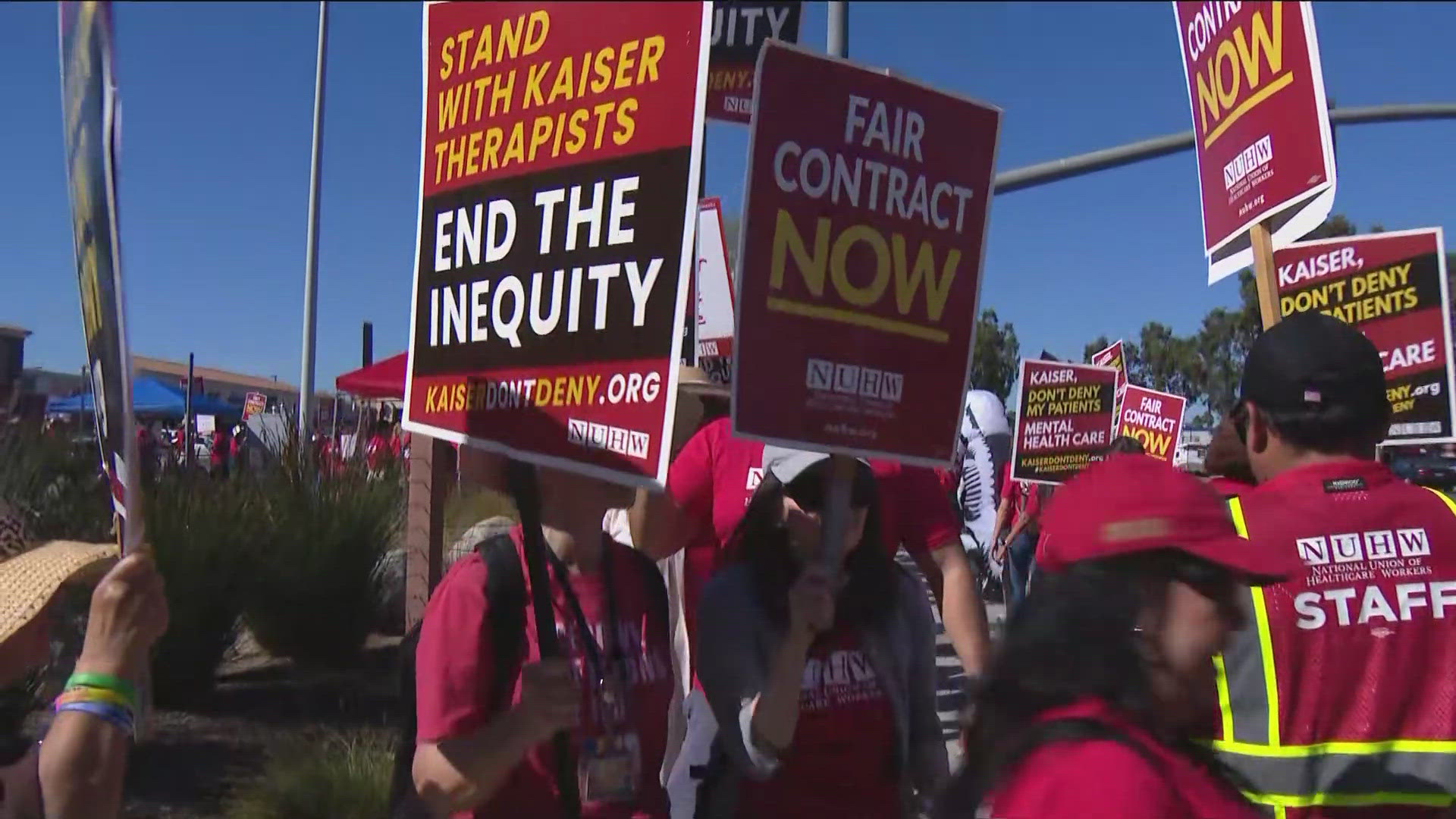 Nearly 2,400 mental health workers at Kaiser Permanente facilities went on strike Monday amid contract talks and allegations of a "broken" system of care.