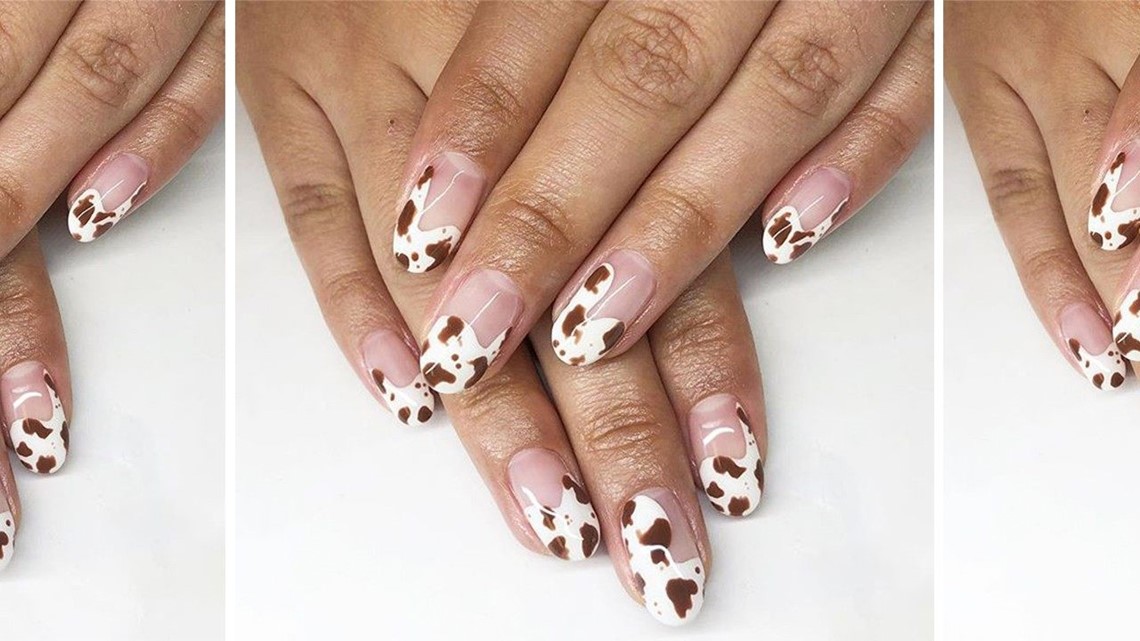 Moo! 🐄 Freehand cow print nail art on my natural nails using OPI Alpine  Snow and Black Onyx! : r/Nails
