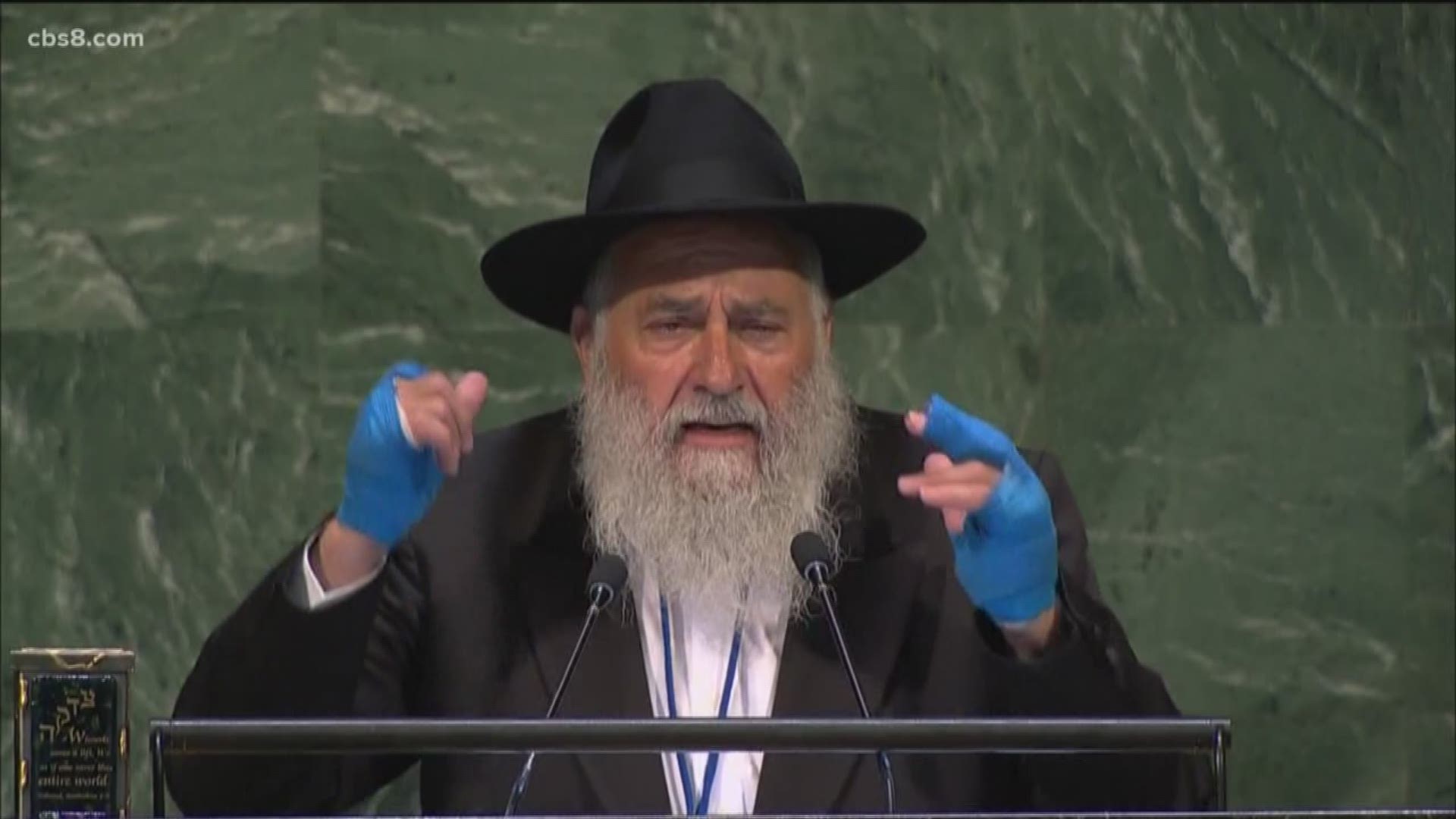 Rabbi Goldstein lost his right index finger during the April 27 shooting, during which one woman died and three others were injured.