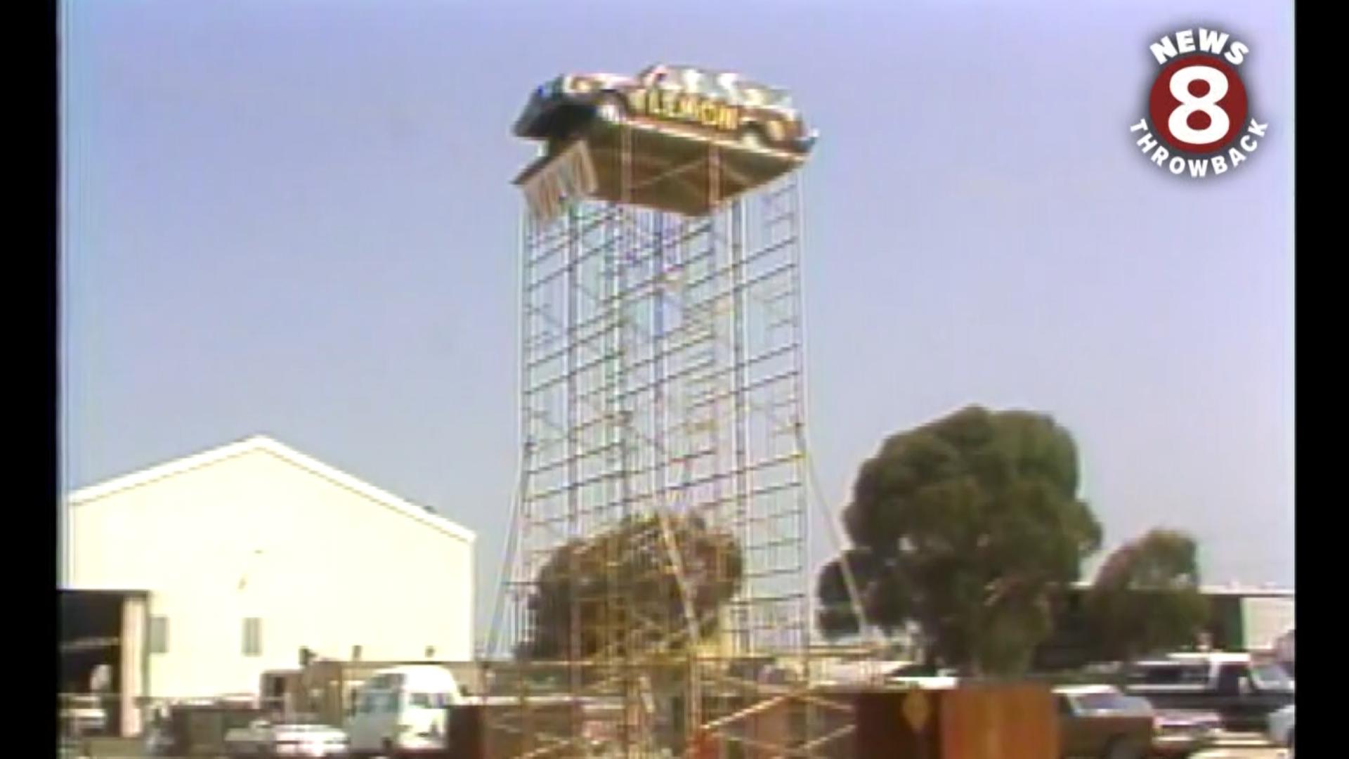 One man who felt his car was a lemon decided to put it on display in San Diego County for all to see... nearly 100 feet in the air in September 1979.