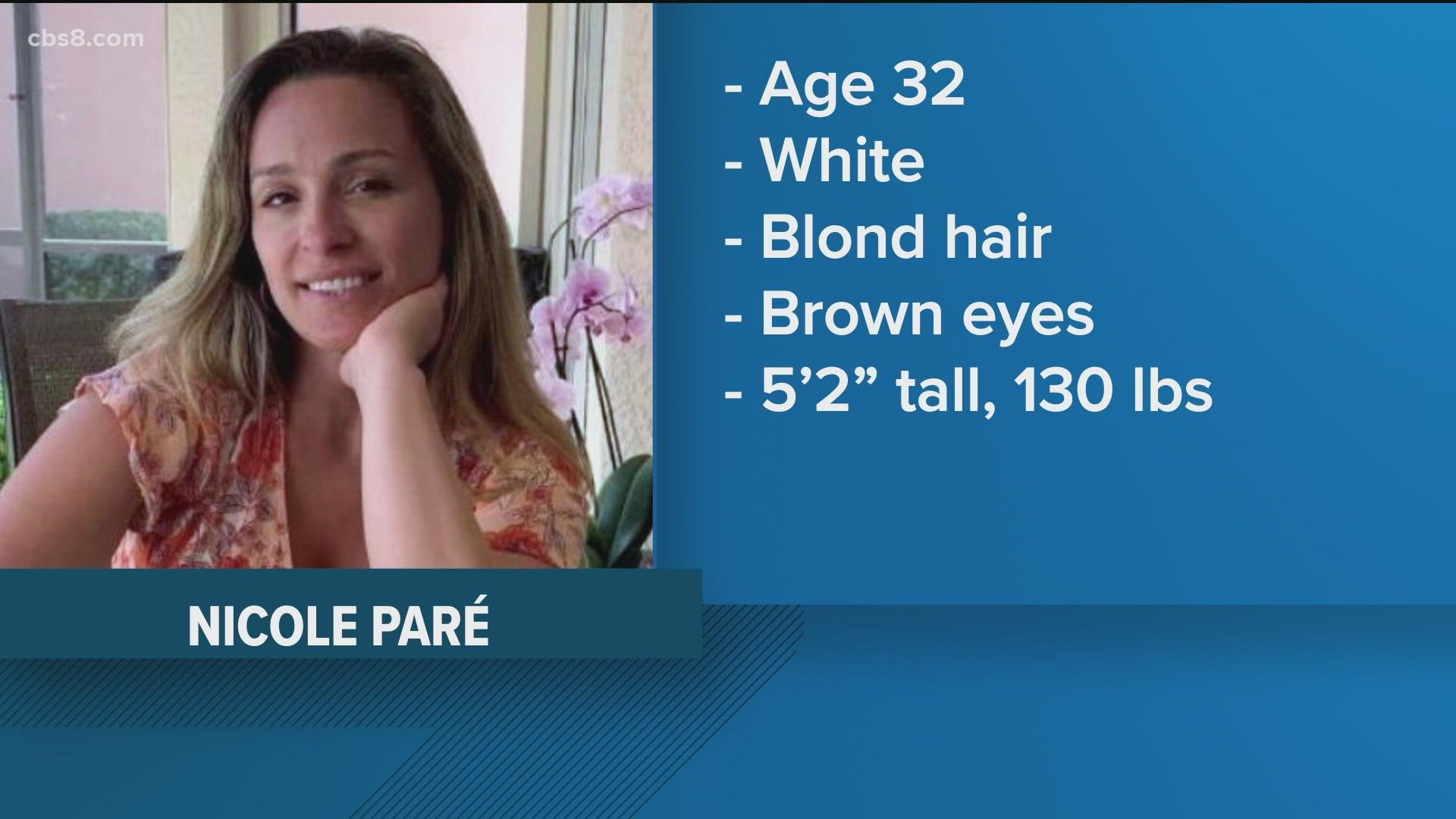 Nicole Paré's purse and cell phone were found by a passerby in La Mesa.