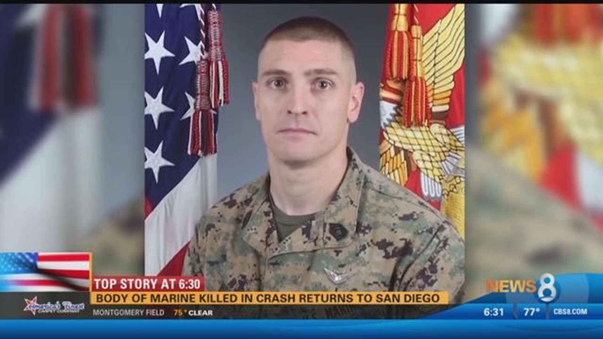 Remains of Marine killed in air crash returning to San Diego | cbs8.com