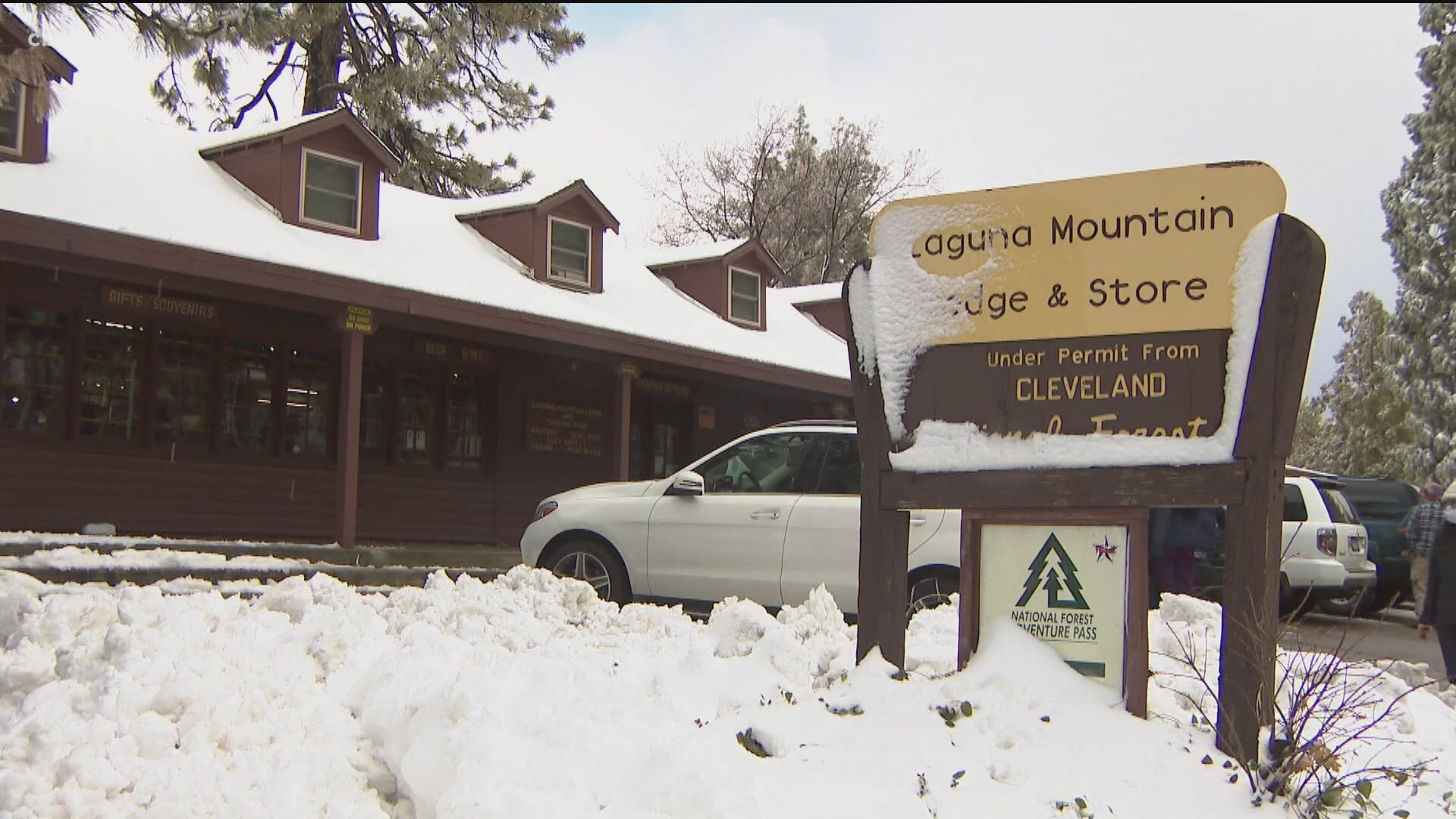 Many people headed up to the Laguna Mountains Tuesday to enjoy a socially distanced snow day left behind by our recent storm.