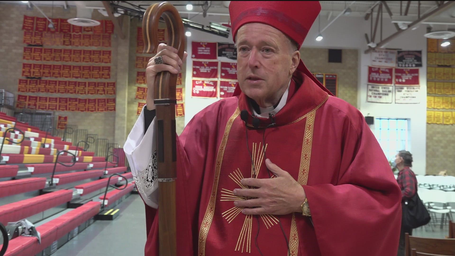 The mass was conducted by Cardinal Designate Robert McElroy, his first mass appearance since the announcement of his new role in the universal church.