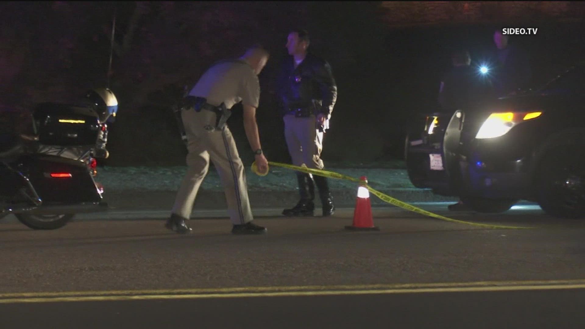 A person was hit by a car and left dead on a Valley Center roadway Saturday night.